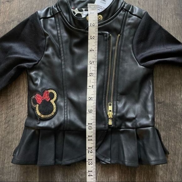 Disney Minnie Mouse Faux Leather Motto Jacket For Girls Size 18M - Picture 6 of 7
